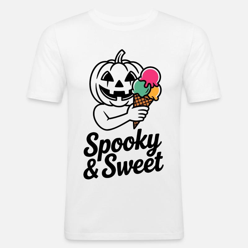 Halloweenkürbis mit Eiscreme - Männer Slim Fit T-Shirt - Weiß