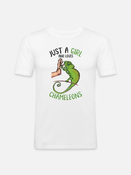 Chameleon Mädchen - Männer Slim Fit T-Shirt - Weiß