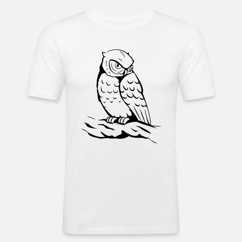 Eule - Männer Slim Fit T-Shirt - Weiß