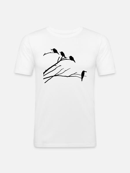 Birds on branch - Men's Slim Fit T-Shirt - white