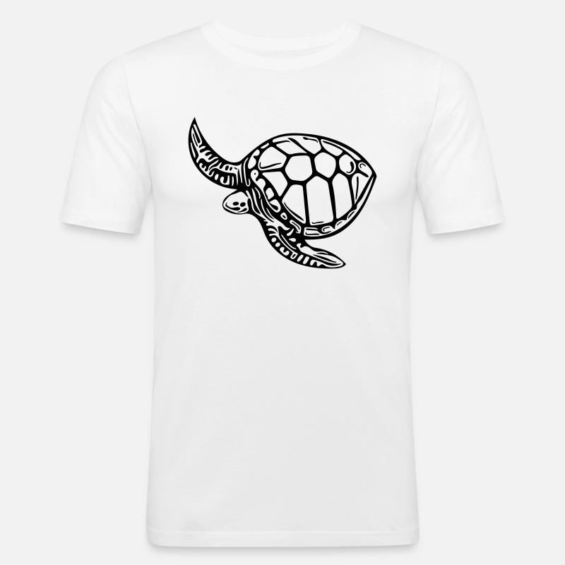Schildkröte - Männer Slim Fit T-Shirt - Weiß