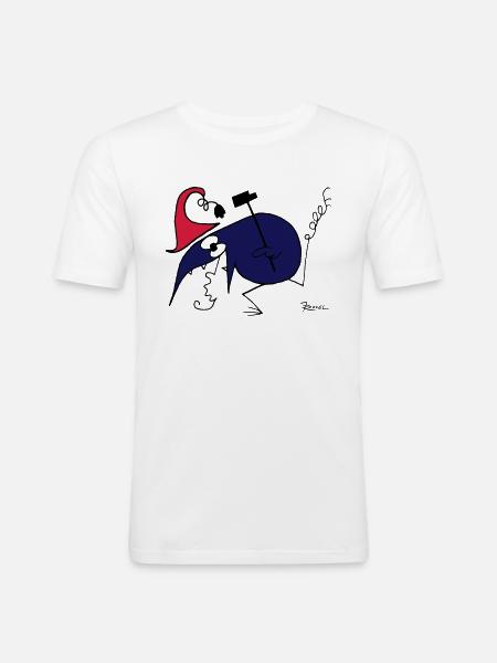 Le Shadok fou - T-shirt près du corps Homme - blanc