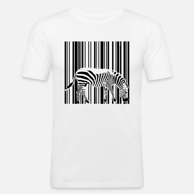 Barcode Zebra - Männer Slim Fit T-Shirt - Weiß