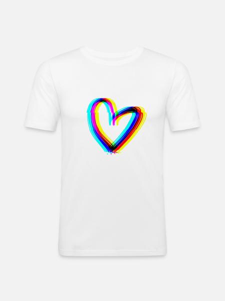 heart effect 3d symbol love - Men's Slim Fit T-Shirt - white