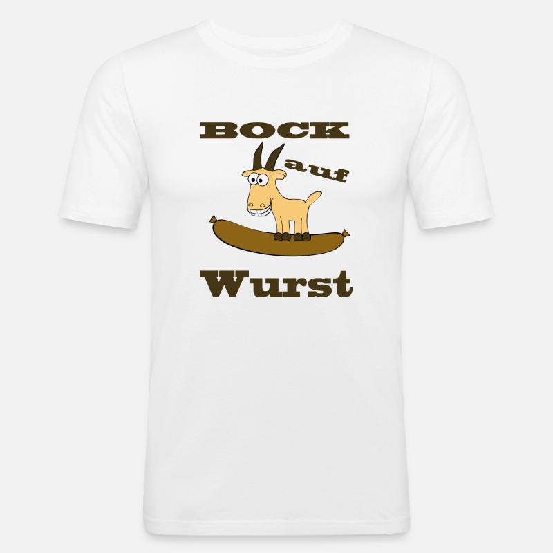 Comic Bock - Bock auf Wurst - Männer Slim Fit T-Shirt - Weiß