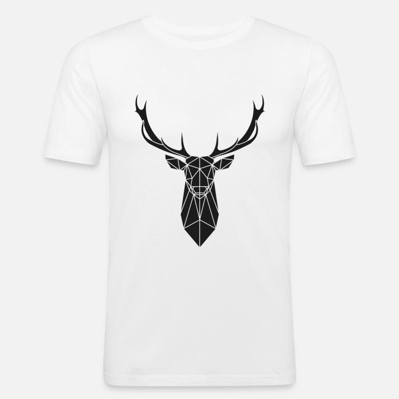 Hirsch Geometrisch - Männer Slim Fit T-Shirt - Weiß