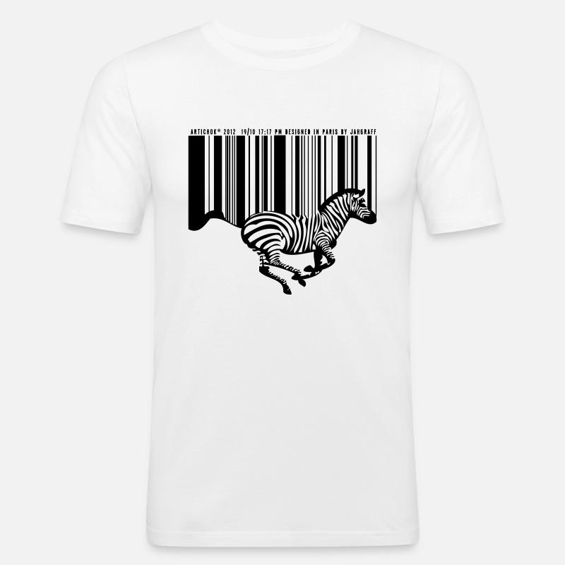 Zebra-Barcode - Männer Slim Fit T-Shirt - Weiß