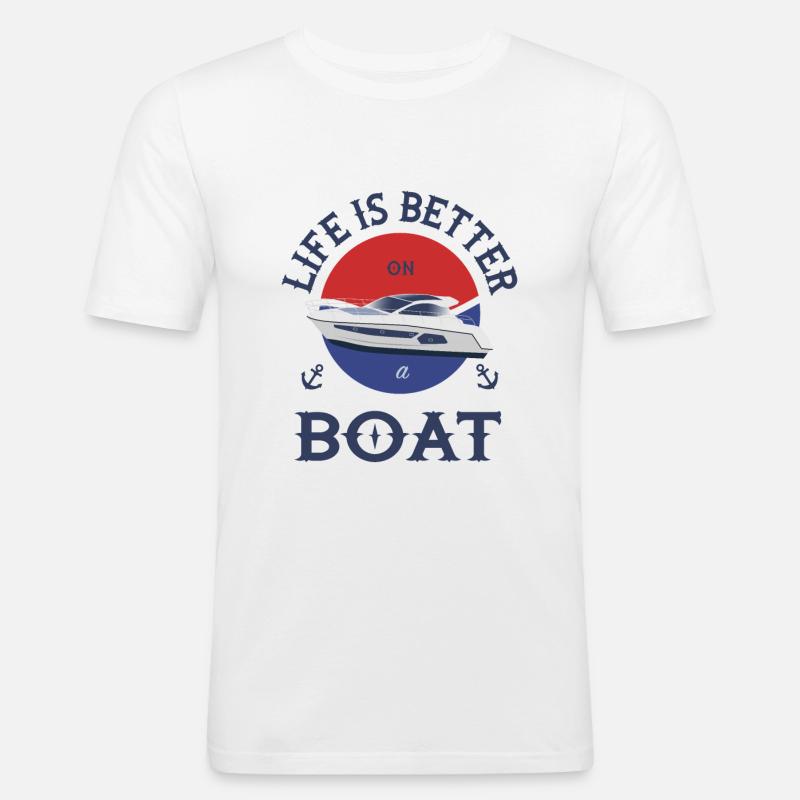 Boot Life is better - Männer Slim Fit T-Shirt - Weiß