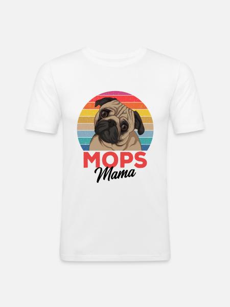 Mops - Männer Slim Fit T-Shirt - Weiß