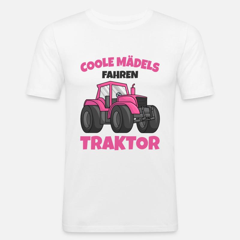 Traktor Mädchen - Männer Slim Fit T-Shirt - Weiß