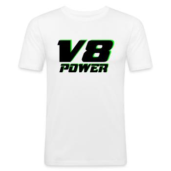 V8 - Männer Slim Fit T-Shirt - Weiß - Vorne - Nik (191cm)