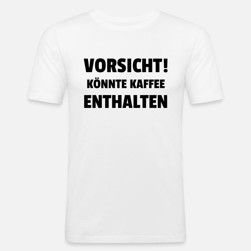 Caution! Could contain coffee - Men's Slim Fit T-Shirt - white