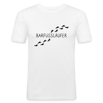 Barfußläufer; für Läufer die barfuß laufen - Männer Slim Fit T-Shirt - Weiß - Vorne - Nik (191cm)
