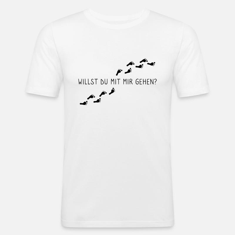 Willst du mit mir gehen? - Männer Slim Fit T-Shirt - Weiß