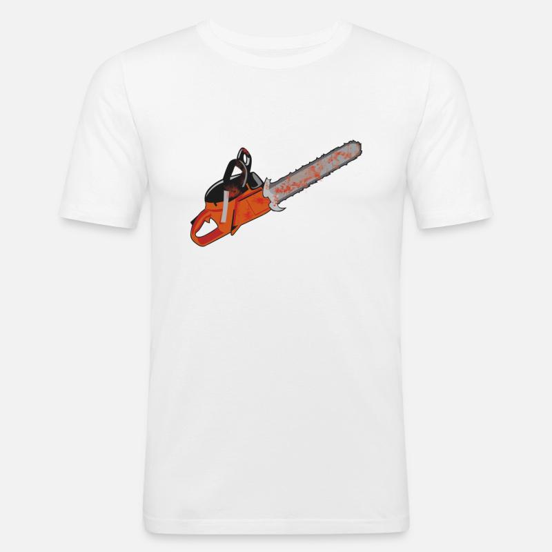 Chainsaw - Männer Slim Fit T-Shirt - Weiß