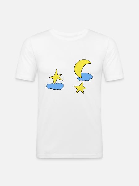 clouds stars moon sky night - Men's Slim Fit T-Shirt - white