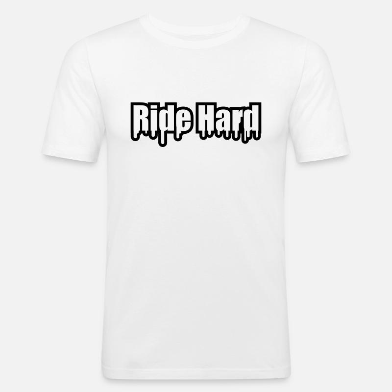 Ride Hard Graffiti - Männer Slim Fit T-Shirt - Weiß