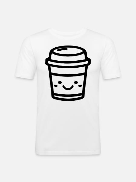 Kaffeebecher - Männer Slim Fit T-Shirt - Weiß