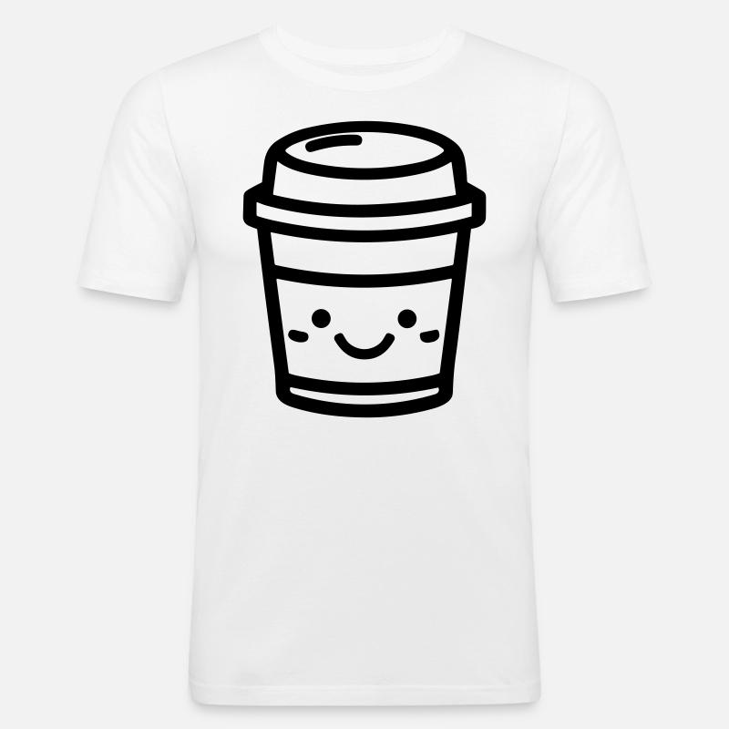 Kaffeebecher - Männer Slim Fit T-Shirt - Weiß