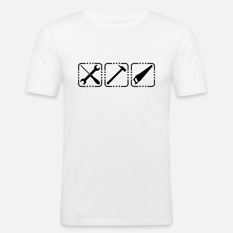 Craftsman Tools Logo Design - Männer Slim Fit T-Shirt - Weiß