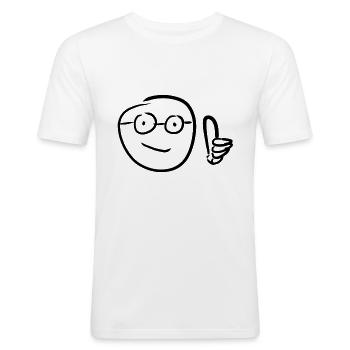 daumen hoch - Männer Slim Fit T-Shirt - Weiß - Vorne - Nik (191cm)