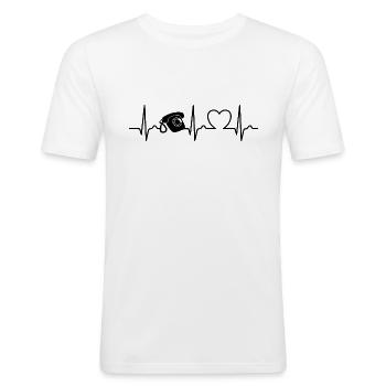 EKG Kurve - Herzkurve - analog Telefon - Männer Slim Fit T-Shirt - Weiß - Vorne - Nik (191cm)