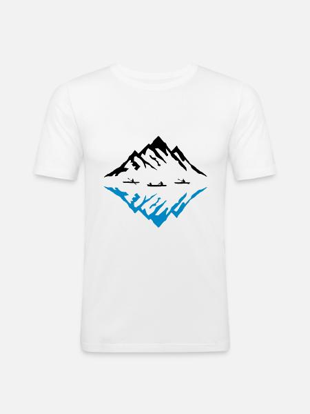 Canoe & Mountains, Reflection - Men's Slim Fit T-Shirt - white