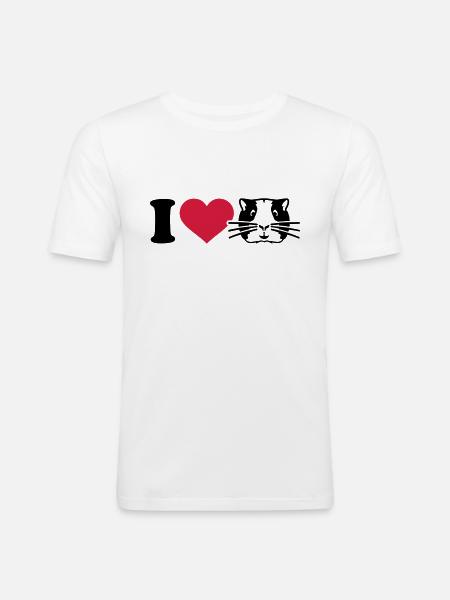 I love Cochon d'Inde - T-shirt près du corps Homme - blanc