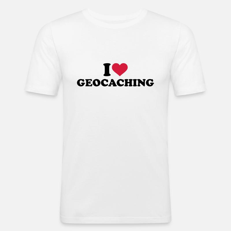 Geocaching - Männer Slim Fit T-Shirt - Weiß