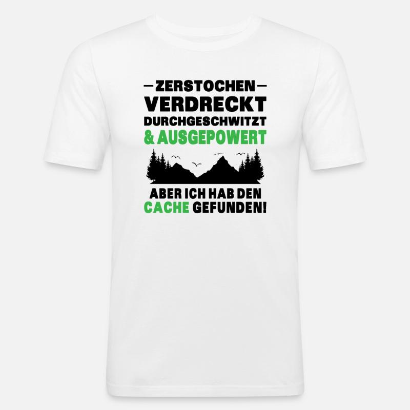 Gecache Geocaching Hobby Cache - Männer Slim Fit T-Shirt - Weiß