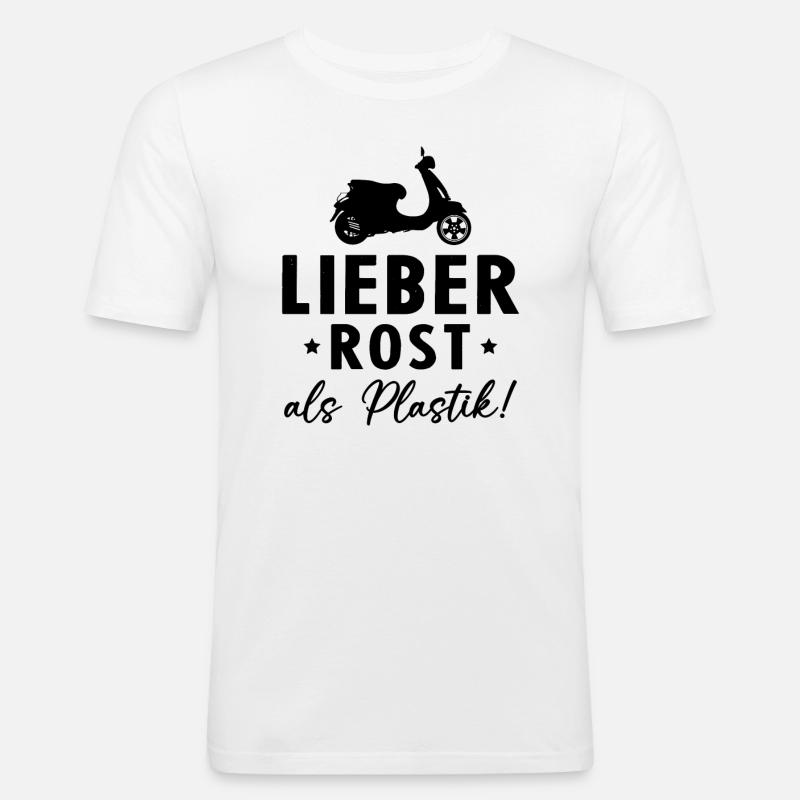 Lieber Rost als Plastic - Männer Slim Fit T-Shirt - Weiß