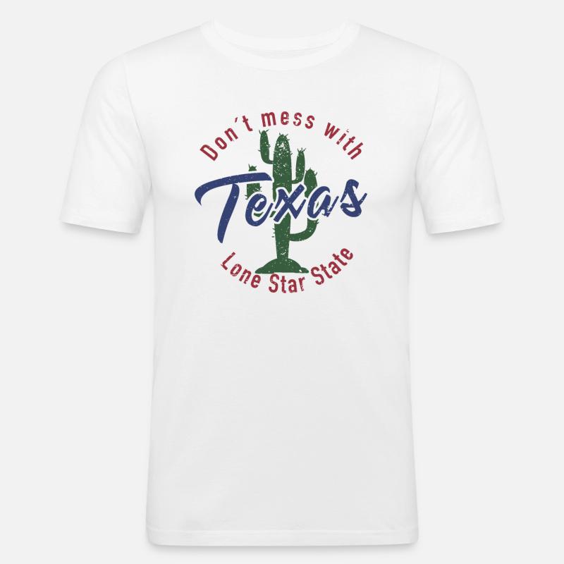 Don’t mess with Texas Cactus - T-shirt près du corps Homme - blanc