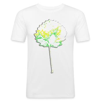 Baum Grün - rundes Blatt - Natur - Männer Slim Fit T-Shirt - Weiß - Vorne - Nik (191cm)