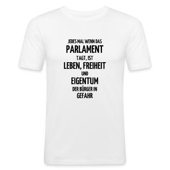 Freiheit Libertär staat eigentum politik geschenk - Männer Slim Fit T-Shirt - Weiß - Vorne - Nik (191cm)