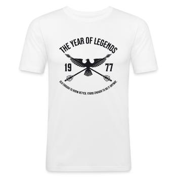 The Year of Legends 1977 Vintage Vintage Design - Men's Slim Fit T-Shirt - white - Front - Nik (191cm)