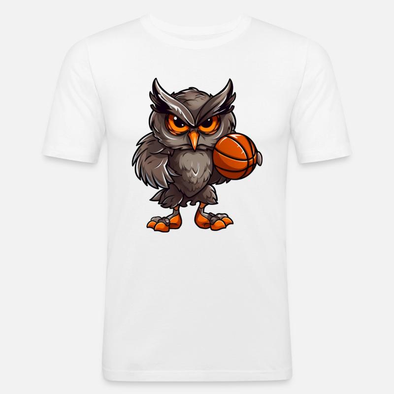 Basketball Eule - Männer Slim Fit T-Shirt - Weiß