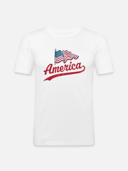 Amerika Flagge - Männer Slim Fit T-Shirt - Weiß