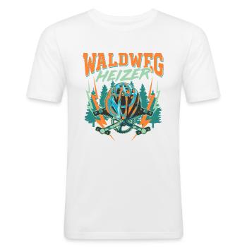 Waldweg Heizer Mountainbike Mountainbiker Geschenk - Männer Slim Fit T-Shirt - Weiß - Vorne - Nik (191cm)
