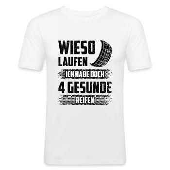 Autofahrer Motorsport Autofan - Männer Slim Fit T-Shirt - Weiß - Vorne - Nik (191cm)