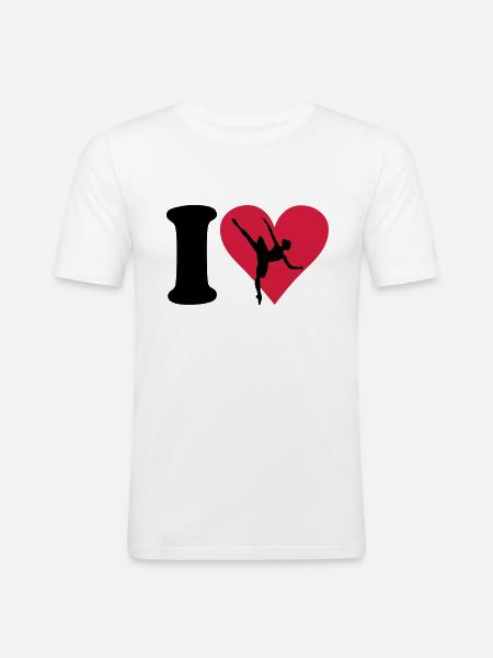 I love Ballett - Männer Slim Fit T-Shirt - Weiß