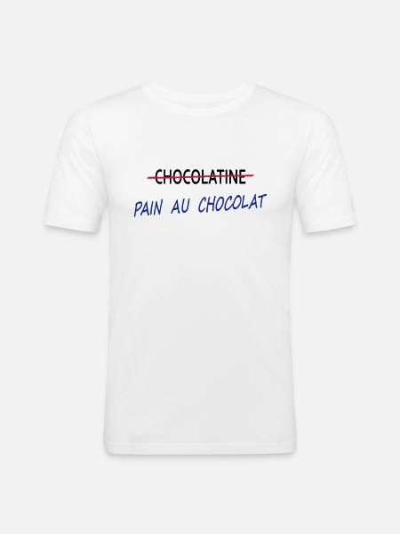 Pain au chocolat - T-shirt près du corps Homme - blanc