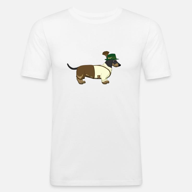 Der bayerische Dackel weißes Hemd - Männer Slim Fit T-Shirt - Weiß