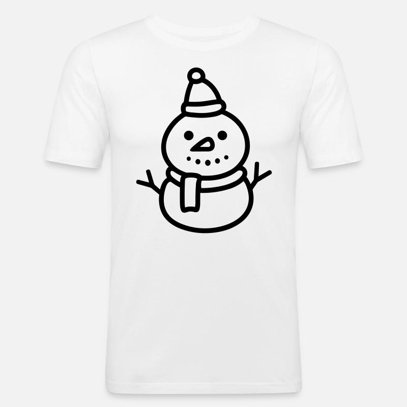 Schneemann - Männer Slim Fit T-Shirt - Weiß