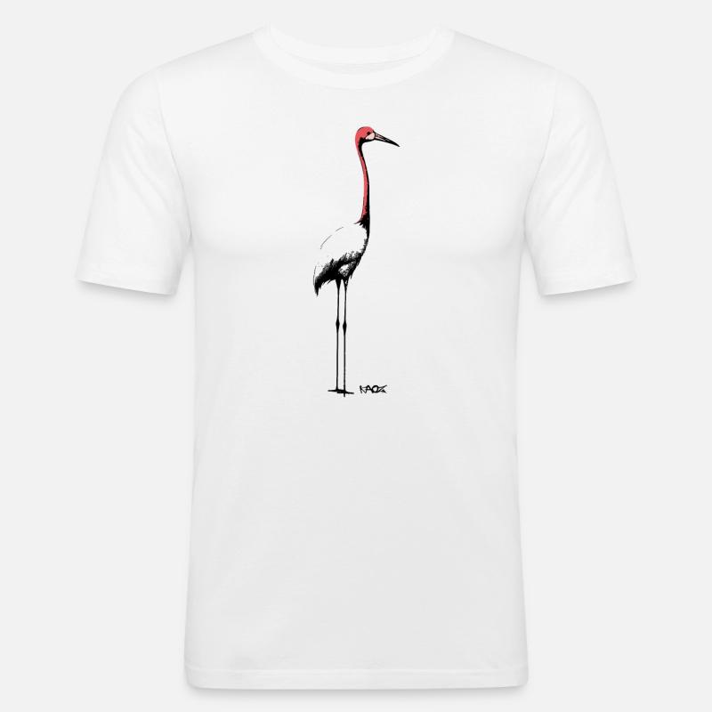 Eleganter Kranich oder Storch - Männer Slim Fit T-Shirt - Weiß