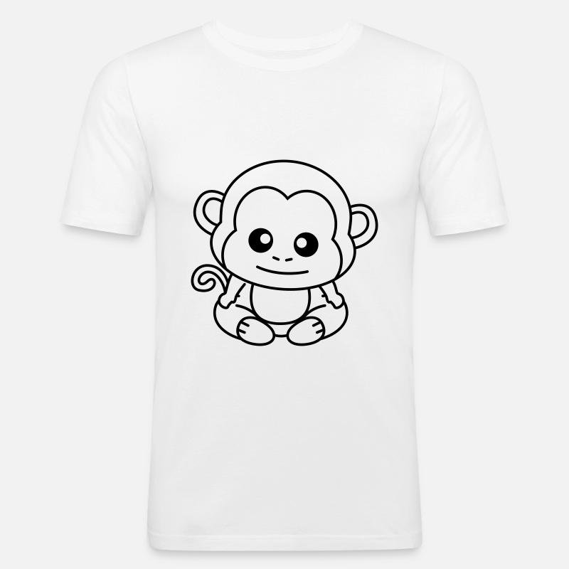 Affe Comic Tier - Männer Slim Fit T-Shirt - Weiß