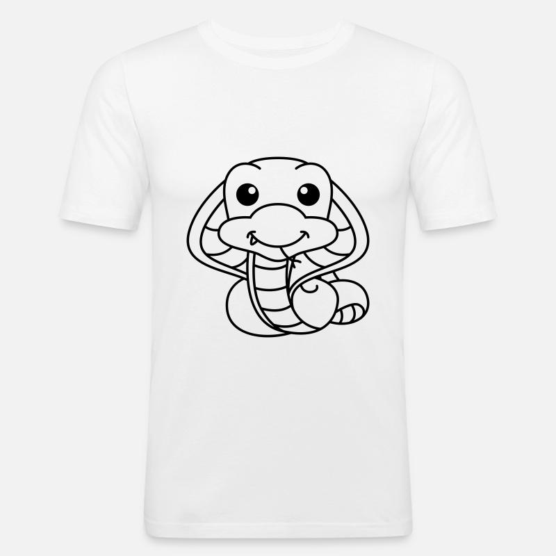 Schlange Kobra Comic Tier - Männer Slim Fit T-Shirt - Weiß