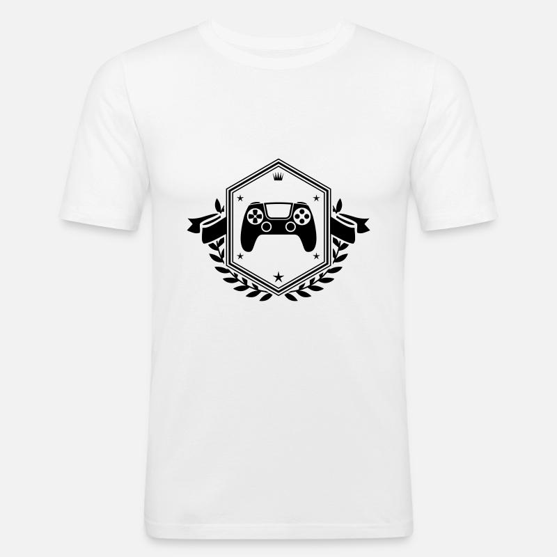 Gamepad Crest Controller - Men's Slim Fit T-Shirt - white