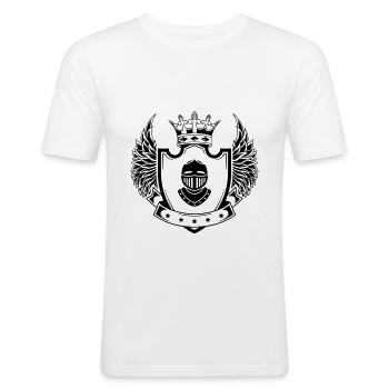 Ritter Helm wappen - Männer Slim Fit T-Shirt - Weiß - Vorne - Nik (191cm)