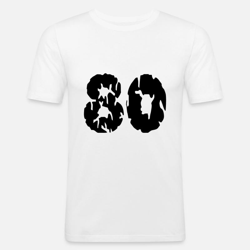 Maillot 80 numéro - T-shirt près du corps Homme - blanc