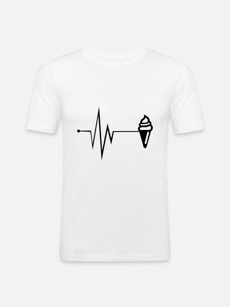 Eis Icon puls - Männer Slim Fit T-Shirt - Weiß